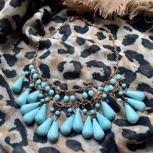 Turquoise blue - Beadwork pendant necklace
